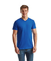 Яскраво-Синя чоловіча футболка літня з V-подібним вирізом Original V-neck Fruit of the loom, фото 5
