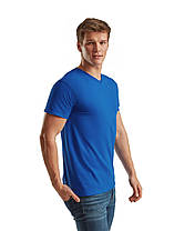 Яскраво-Синя чоловіча футболка літня з V-подібним вирізом Original V-neck Fruit of the loom, фото 6