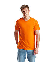 Помаранчева чоловіча футболка базова з V-подібним вирізом Valueweight v-neck Fruit of the loom, фото 5