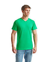 Яскраво-Зелена чоловіча футболка літня з V-подібним вирізом Original V-neck Fruit of the loom, фото 5