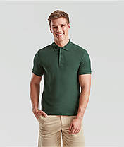 Темно-Зелена футболка поло чоловіча приталена 65/35 Tailored Fit Polo Fruit of the loom, фото 5