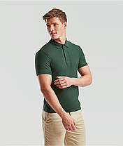Темно-Зелена футболка поло чоловіча приталена 65/35 Tailored Fit Polo Fruit of the loom, фото 6