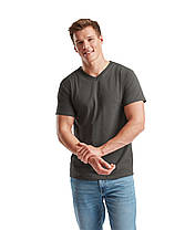 Графітова чоловіча футболка літня з V-подібним вирізом Original V-neck Fruit of the loom, фото 5