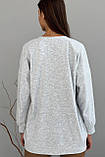 Теплий світшот оверсайз з орнаметом в етно-стилі 44-50 розміри сірий меланж, фото 3
