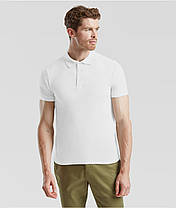 Біла футболка поло чоловіча приталена 65/35 Tailored Fit Polo Fruit of the loom, фото 5