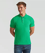 Зелена Меланжева футболка поло чоловіча легка Iconic Polo Fruit of the loom, фото 4