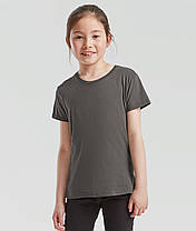 Графітова футболка дитяча для дівчинки однотонна Sofspun girls Fruit of the loom, фото 4