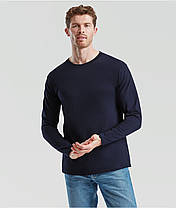 Глибоко Темно-Синя футболка з довгим рукавом чоловіча легка Original long sleeve T Fruit of the loom, фото 5