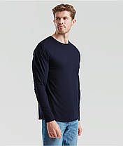 Глибоко Темно-Синя футболка з довгим рукавом чоловіча легка Original long sleeve T Fruit of the loom, фото 6
