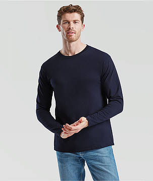 Глибоко Темно-Синя чоловіча футболка з довгим рукавом Iconic 150 Classic Long Sleeve T-Shirt Fruit of the loom, фото 3