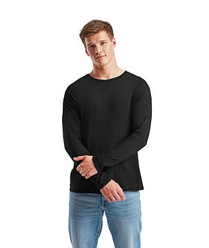 Чорна чоловіча футболка з довгим рукавом Iconic 150 Classic Long Sleeve T-Shirt Fruit of the loom, фото 3