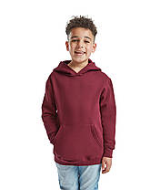 Бордова толстовка дитяча тепла hooded sweat kids Fruit of the loom, фото 4
