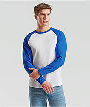 Біла футболка з довгим рукавом чоловіча кольоровий рукав Long sleeve baseball Fruit of the loom, фото 5