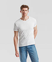 Біла чоловіча футболка літня з V-подібним вирізом Original V-neck Fruit of the loom, фото 5