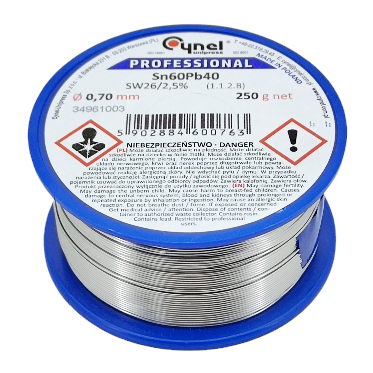 Припій CYNEL Sn60Pb40 250g 0.7mm легкоплавкий з каніфоллю