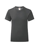 Графитовая детская футболка для девочки летняя Girls Iconic T Fruit of the loom