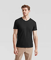 Чорна чоловіча футболка літня з V-подібним вирізом Original V-neck Fruit of the loom, фото 5