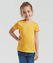 Сонячно Жовта дитяча футболка для дівчинки літня Girls Iconic T Fruit of the loom, фото 4