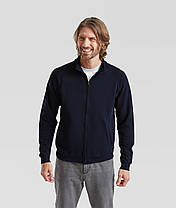 Глибоко Темно-Синя чоловіча кофта на застібці Premium sweat jacket Fruit of the loom, фото 5