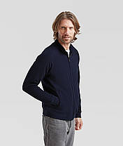 Глибоко Темно-Синя чоловіча кофта на застібці Premium sweat jacket Fruit of the loom, фото 6