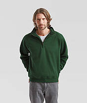 Темно-Зелений чоловічий светр на замку Classic zip neck sweat Fruit of the loom, фото 5