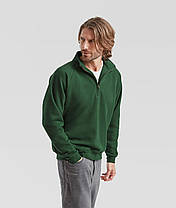 Темно-Зелений чоловічий светр на замку Classic zip neck sweat Fruit of the loom, фото 6