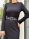 Вишукана стильна базова однотонна сукня-міді зі шкіряною вставкою на флісі "Aris"р.44-60, фото 5