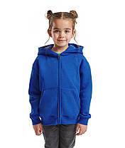 Яскраво-Синя дитяча толстовка на застібці Premium hooded sweat jacket kids Fruit of the loom, фото 4