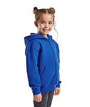 Яскраво-Синя дитяча толстовка на застібці Premium hooded sweat jacket kids Fruit of the loom, фото 5