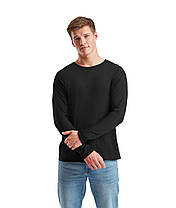 Чорна чоловіча футболка з довгим рукавом преміум Super premium l/s Fruit of the loom, фото 5