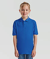 Яскраво-Синя дитяча футболка поло в школу 65/35 Polo kids Fruit of the loom, фото 4