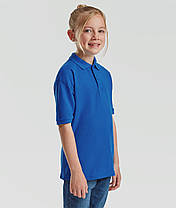 Яскраво-Синя дитяча футболка поло в школу 65/35 Polo kids Fruit of the loom, фото 5