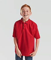 Червона дитяча футболка поло в школу 65/35 Polo kids Fruit of the loom, фото 4
