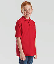 Червона дитяча футболка поло в школу 65/35 Polo kids Fruit of the loom, фото 5