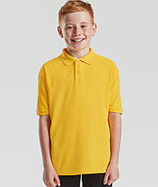 Сонячно Жовта дитяча футболка поло в школу 65/35 Polo kids Fruit of the loom, фото 4