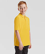 Сонячно Жовта дитяча футболка поло в школу 65/35 Polo kids Fruit of the loom, фото 5