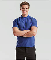 Синя Меланжева футболка поло чоловіча легка Iconic Polo Fruit of the loom, фото 5