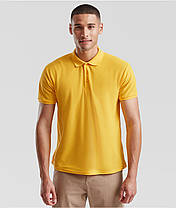 Сонячно Жовта футболка поло чоловіча преміум Premium polo Fruit of the loom, фото 5