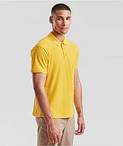 Сонячно Жовта футболка поло чоловіча преміум Premium polo Fruit of the loom, фото 6