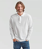 Біле поло чоловіче з довгим рукавом Premium l/s polo Fruit of the loom, фото 5