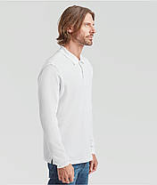 Біле поло чоловіче з довгим рукавом Premium l/s polo Fruit of the loom, фото 6