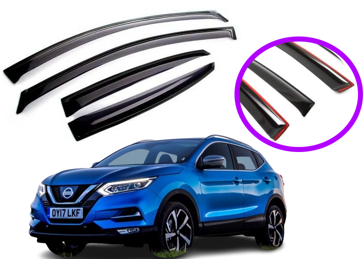 Дефлектори вікон вітровики для Nissan Qashqai II 2014-2021 (скотч) VIP