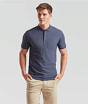 Темно-Синє Меланжеве поло чоловіче класичне 65/35 Polo Fruit of the loom, фото 5