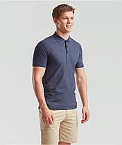Темно-Синє Меланжеве поло чоловіче класичне 65/35 Polo Fruit of the loom, фото 6