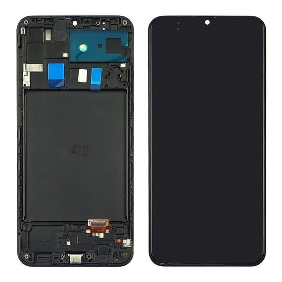 Дисплей для Samsung A205 Galaxy A20 (2019) з сенсорним склом в рамці (Чорний) OLED