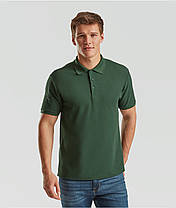 Темно-Зелена футболка поло чоловіча преміум Premium polo Fruit of the loom, фото 5