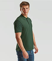 Темно-Зелена футболка поло чоловіча преміум Premium polo Fruit of the loom, фото 6