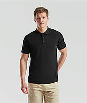 Чорна футболка поло чоловіча преміум Premium polo Fruit of the loom, фото 5