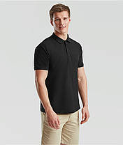 Чорна футболка поло чоловіча преміум Premium polo Fruit of the loom, фото 6