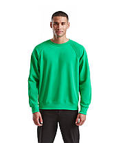 Яскраво-Зелений реглан чоловічий зимовий Classic raglan sweat Fruit of the loom, фото 5